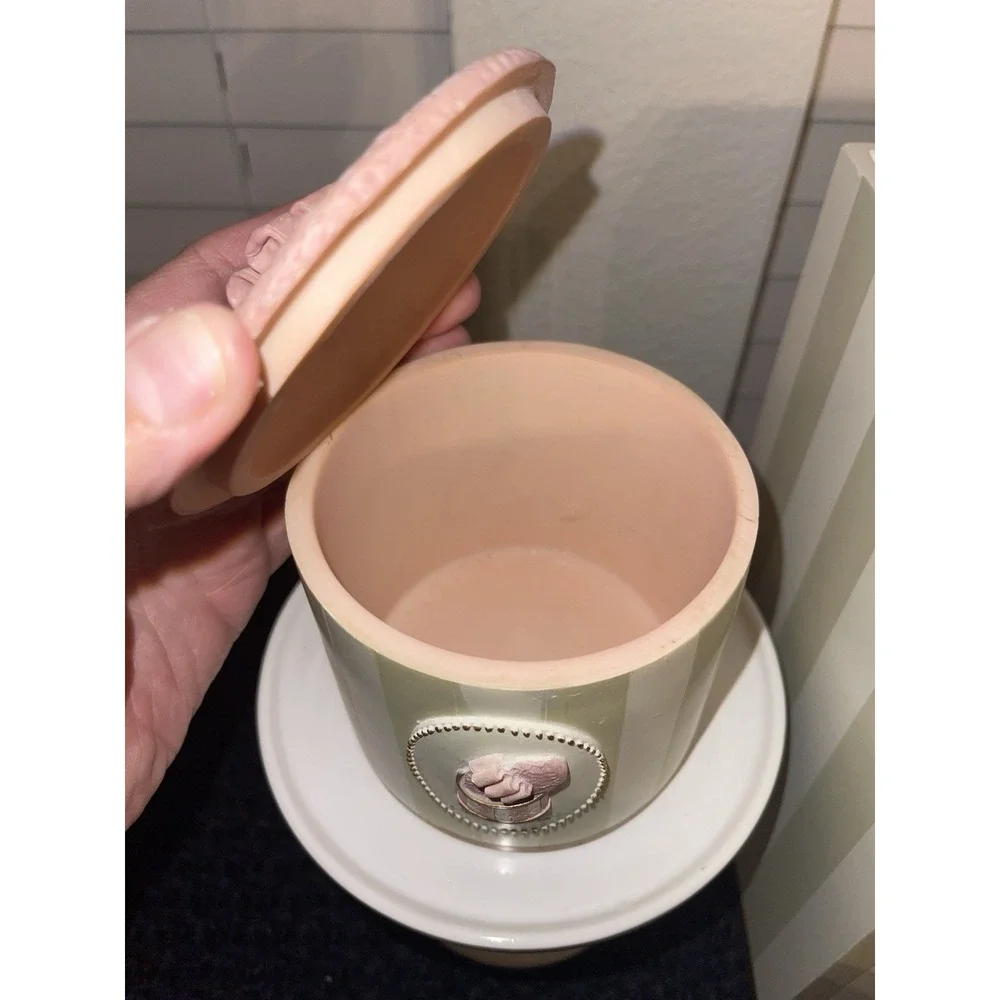 Pink French Powder Box & Matching Waste Basket Girly‎ Powder Room